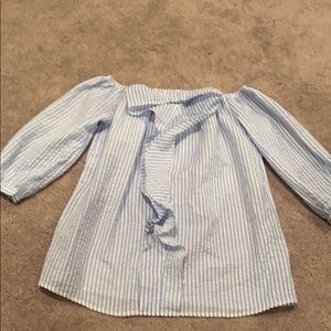 Blue seersucker blouse